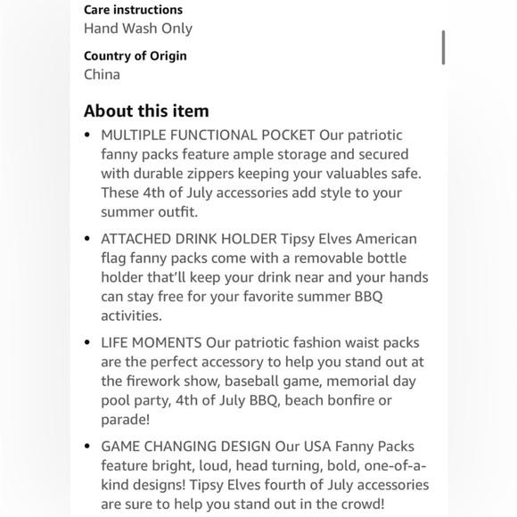 Tipsy Elves All American Fanny Pack Red White Blue Patriotic Peace - Picture 9 of 9